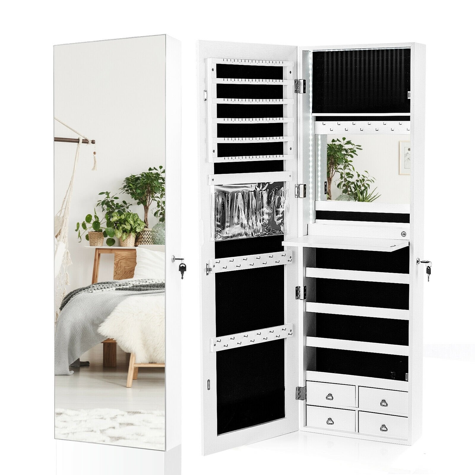 Multipurpose Storage Cabinet with 4 Drawers, White Jewelry Armoires   at Gallery Canada