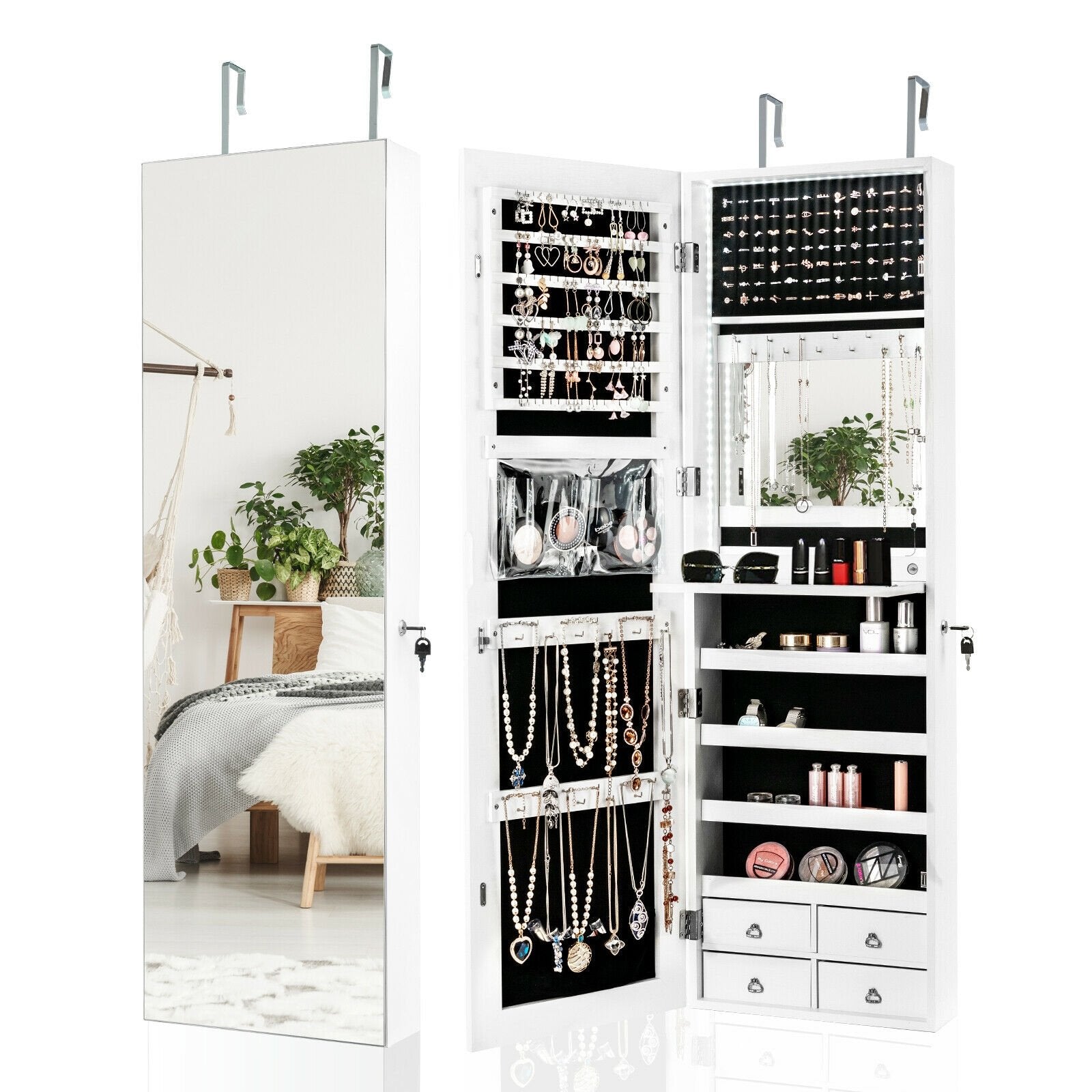 Multipurpose Storage Cabinet with 4 Drawers, White Jewelry Armoires   at Gallery Canada