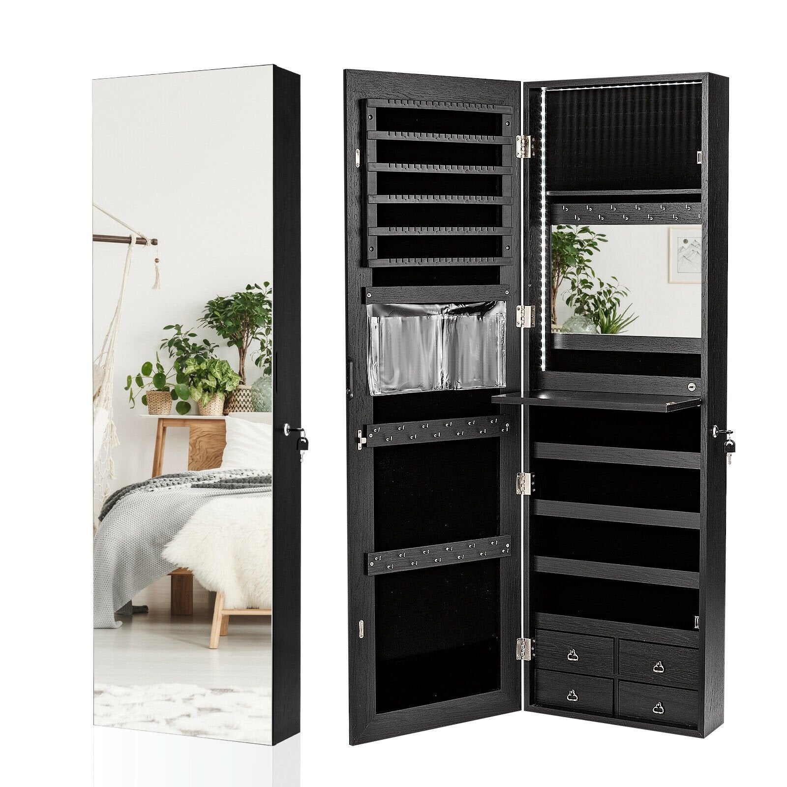 Multipurpose Storage Cabinet with 4 Drawers, Black Jewelry Armoires   at Gallery Canada