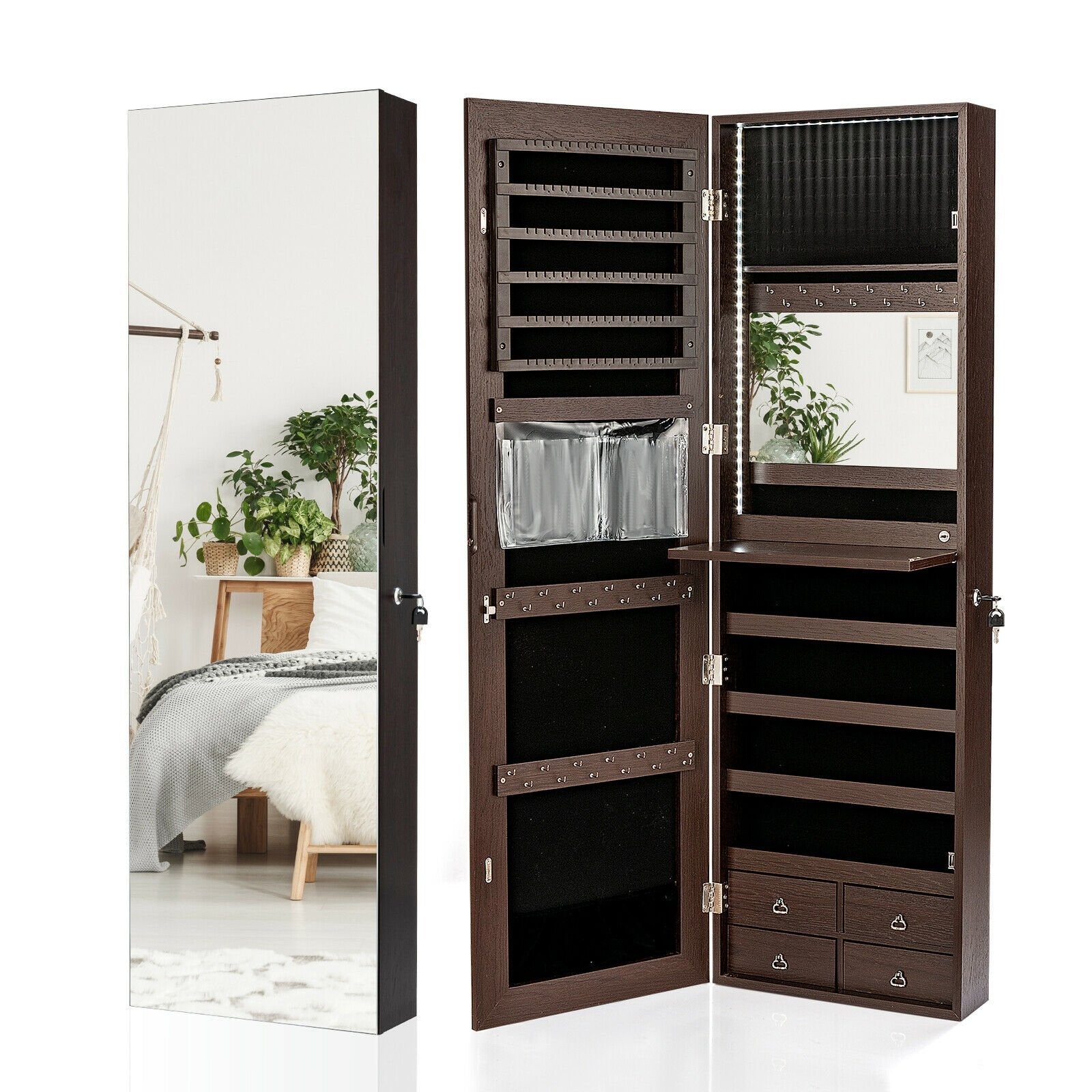 Multipurpose Storage Cabinet with 4 Drawers, Brown Jewelry Armoires   at Gallery Canada