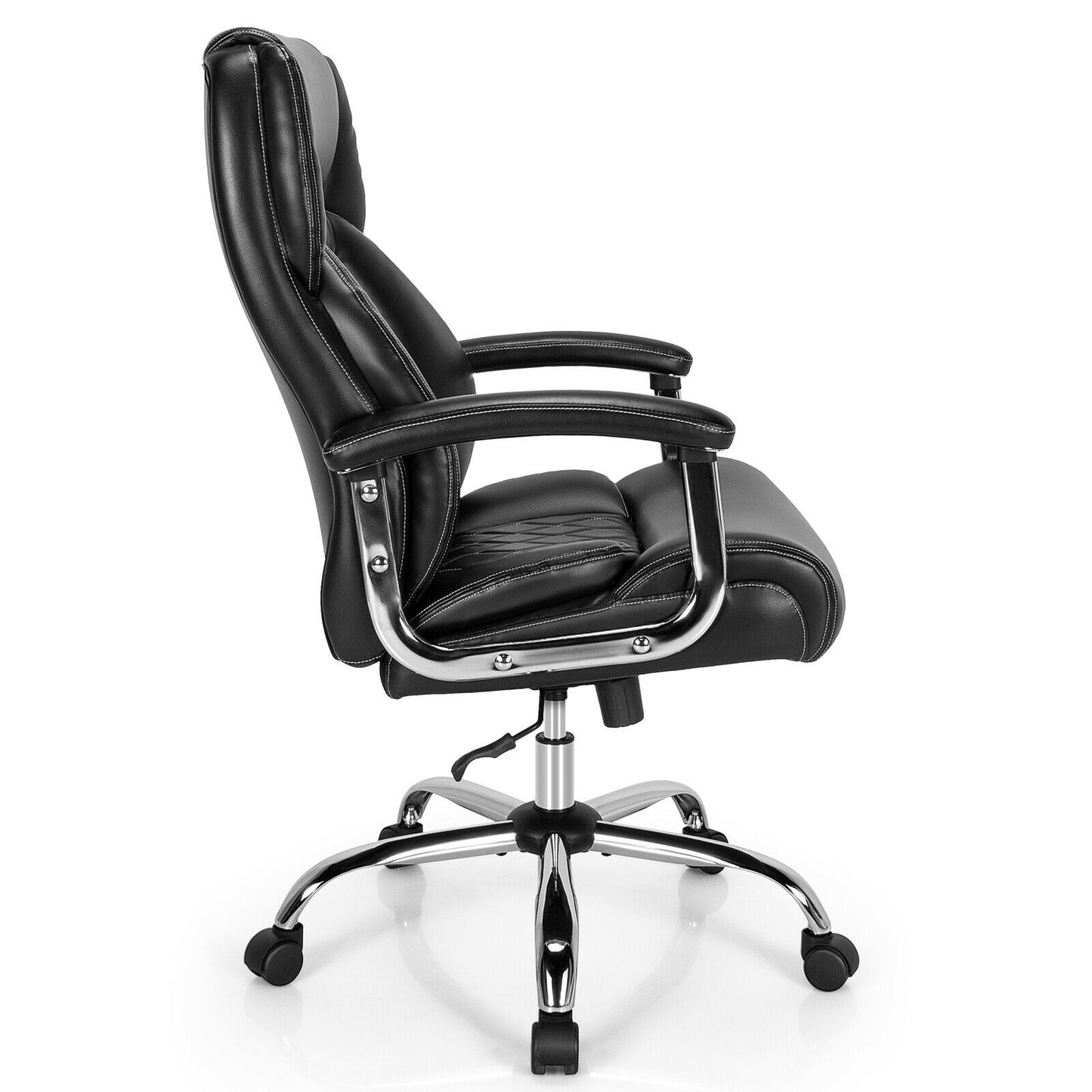 Height Adjustable Executive Chair Computer Desk Chair with Metal Base, Black Big and Tall Chairs   at Gallery Canada