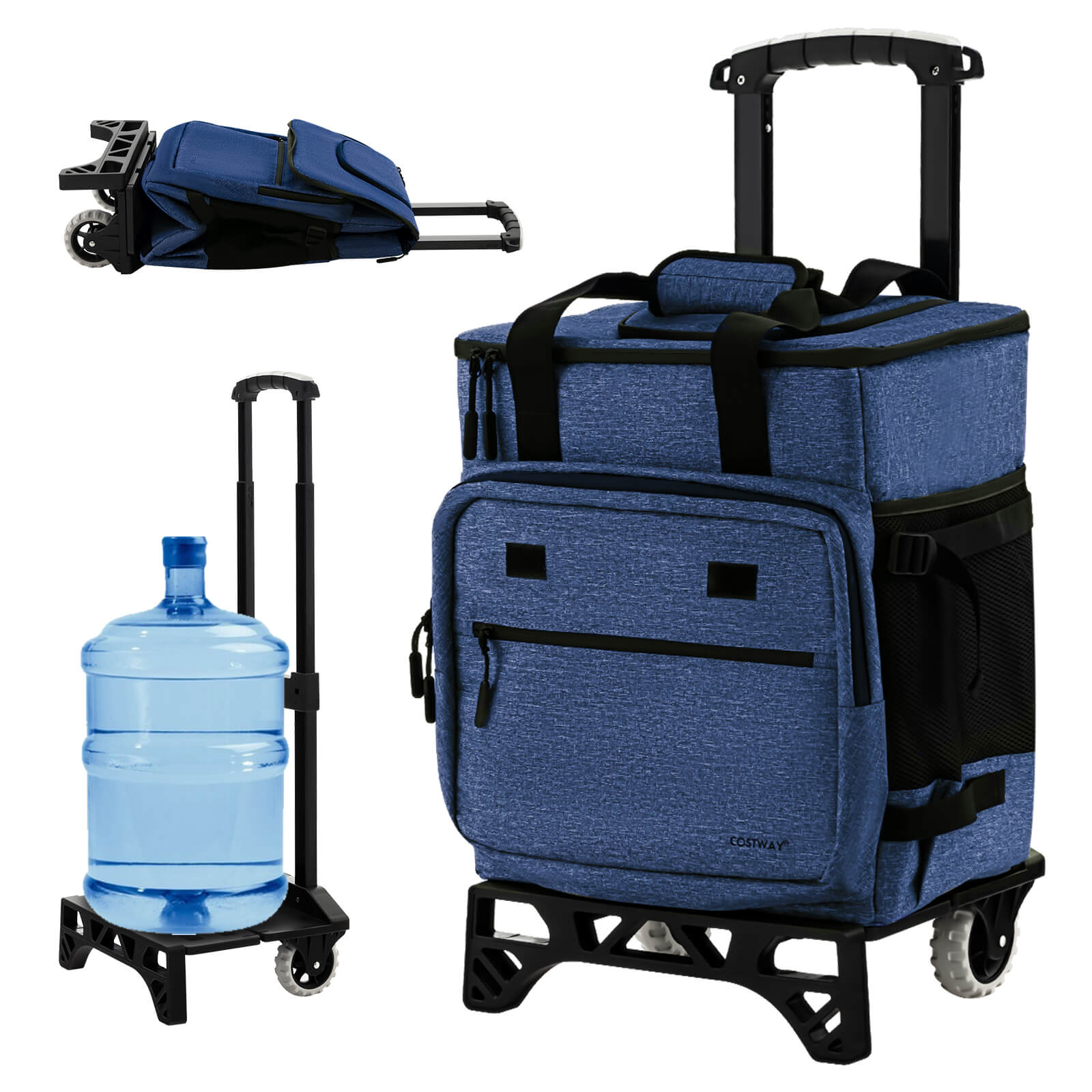 50-Can Large Leakproof Rolling Cooler with Detachable Bottom Plate, Dark Blue Coolers   at Gallery Canada