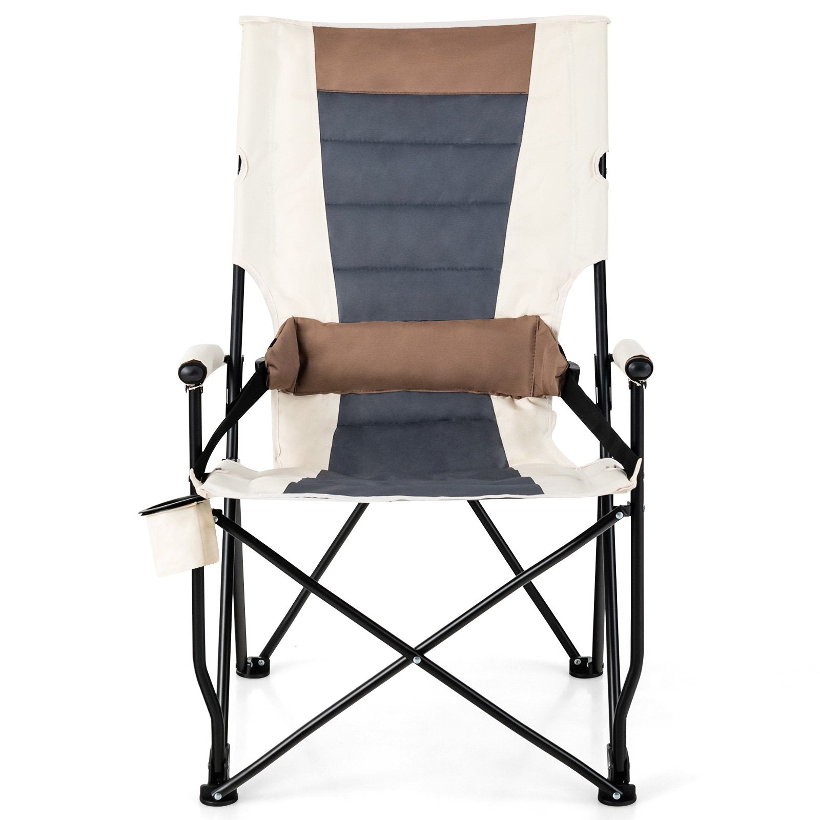 Folding Camping Chair with Cup Holder Armrest and Lumbar Pillow, Multicolor Camping Furniture   at Gallery Canada