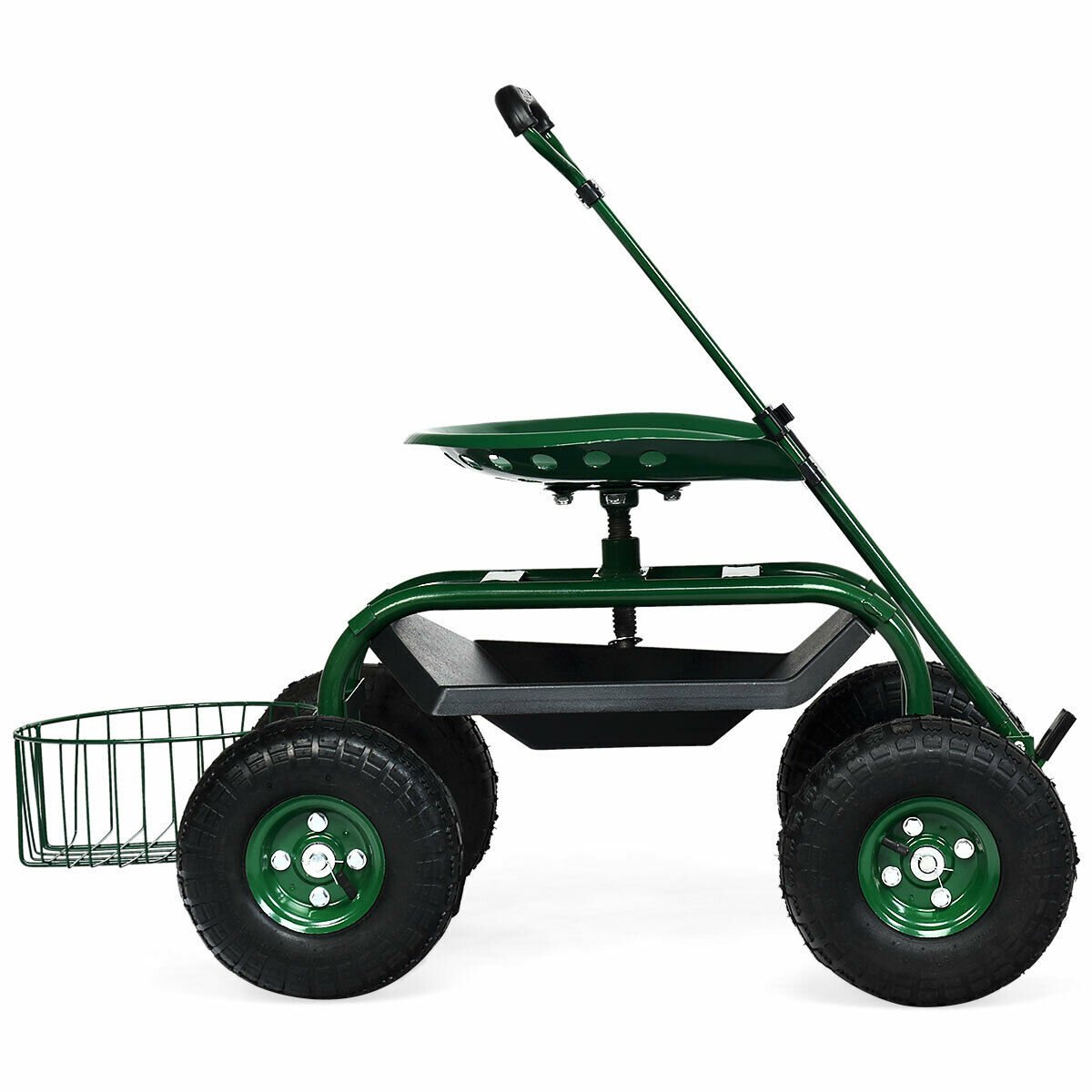 Heavy Duty Garden Cart with Tool Tray and 360 Swivel Seat, Green Garden Carts   at Gallery Canada