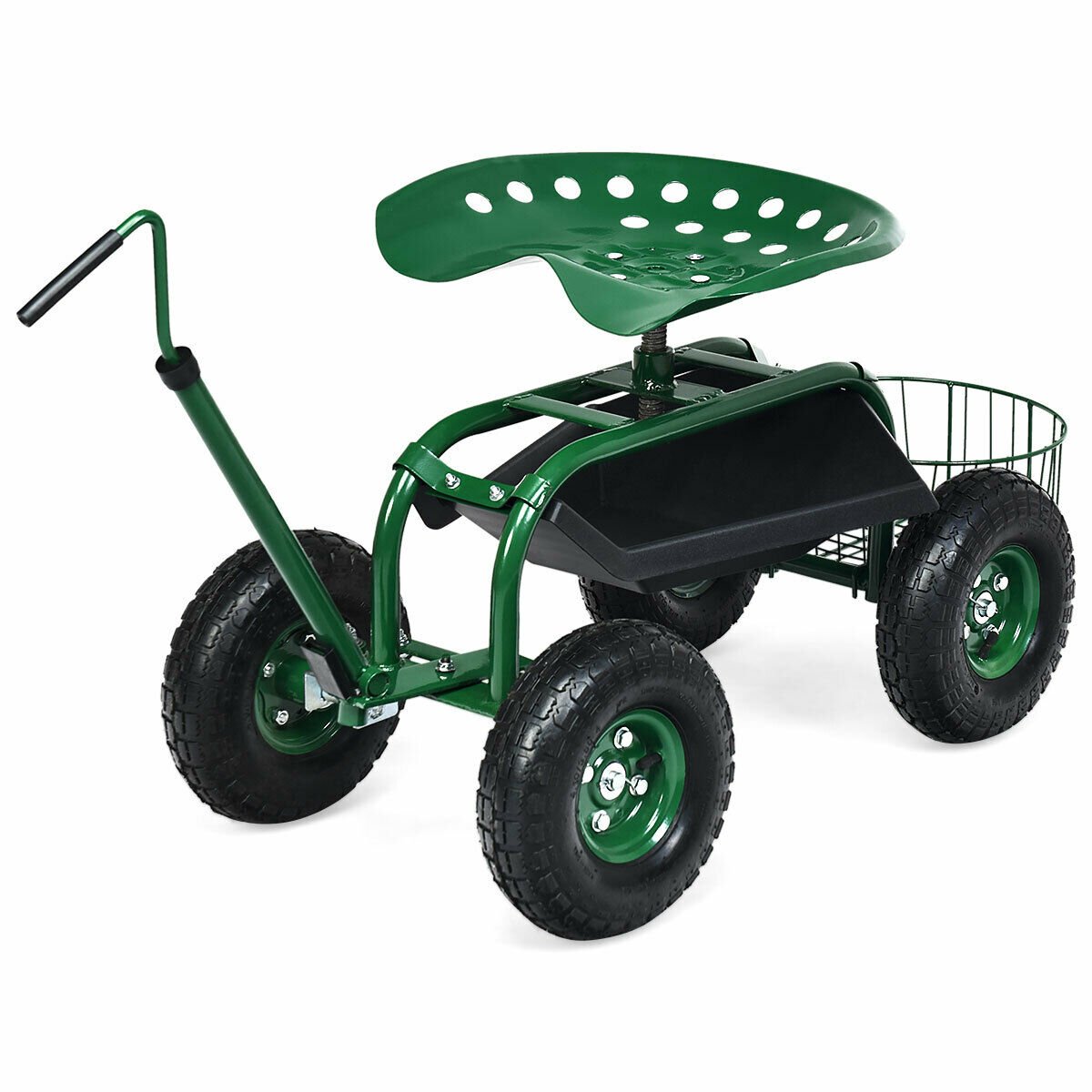 Extendable Handle Garden Cart Rolling Wagon Scooter, Green Garden Tools   at Gallery Canada