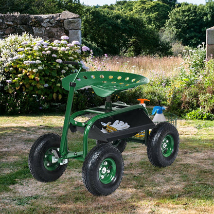 Extendable Handle Garden Cart Rolling Wagon Scooter, Green Garden Tools   at Gallery Canada