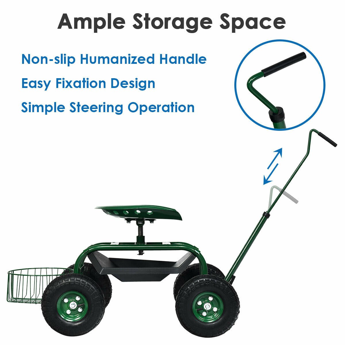 Extendable Handle Garden Cart Rolling Wagon Scooter, Green Garden Tools   at Gallery Canada