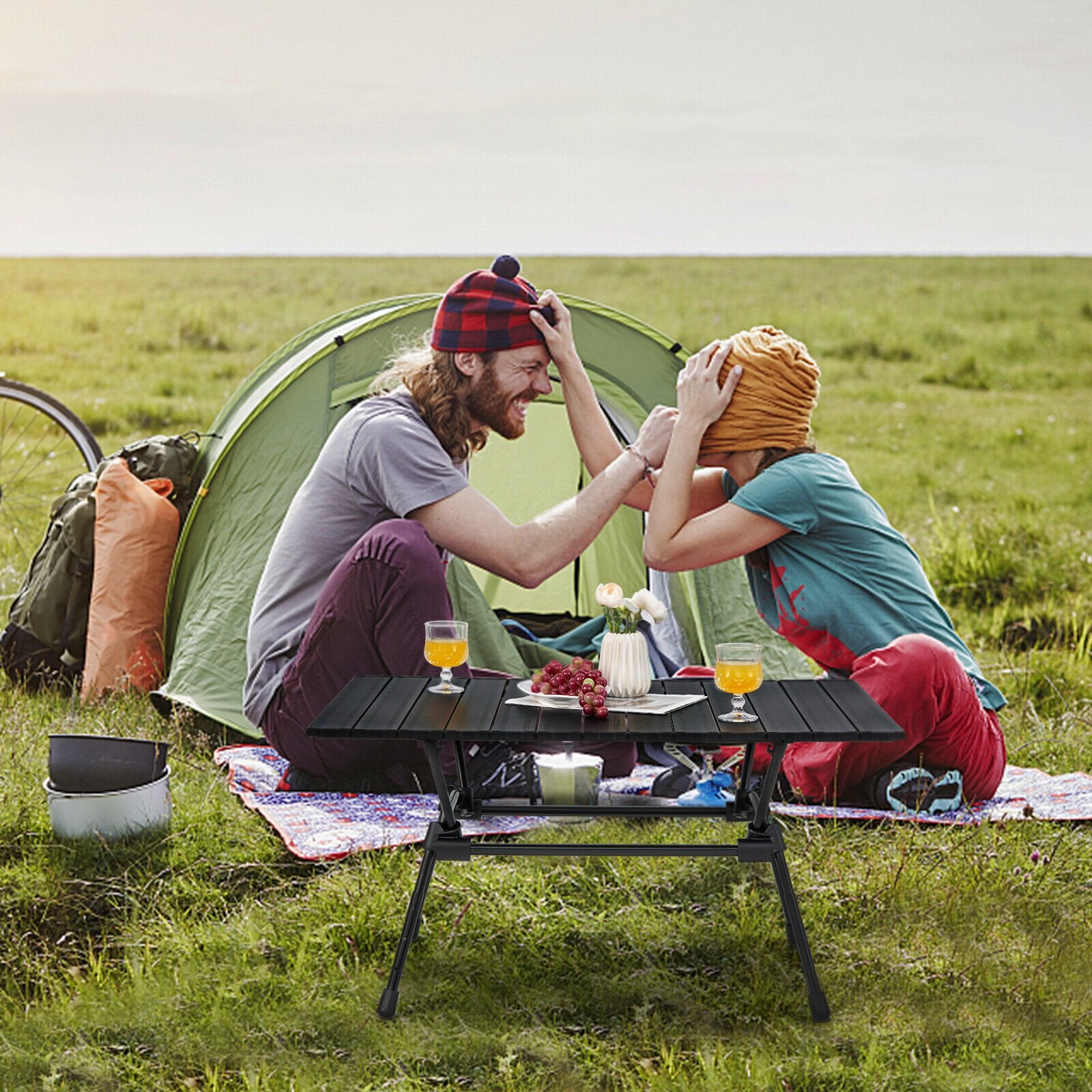 Folding Heavy-Duty Aluminum Camping Table with Carrying Bag, Black Camping Furniture   at Gallery Canada