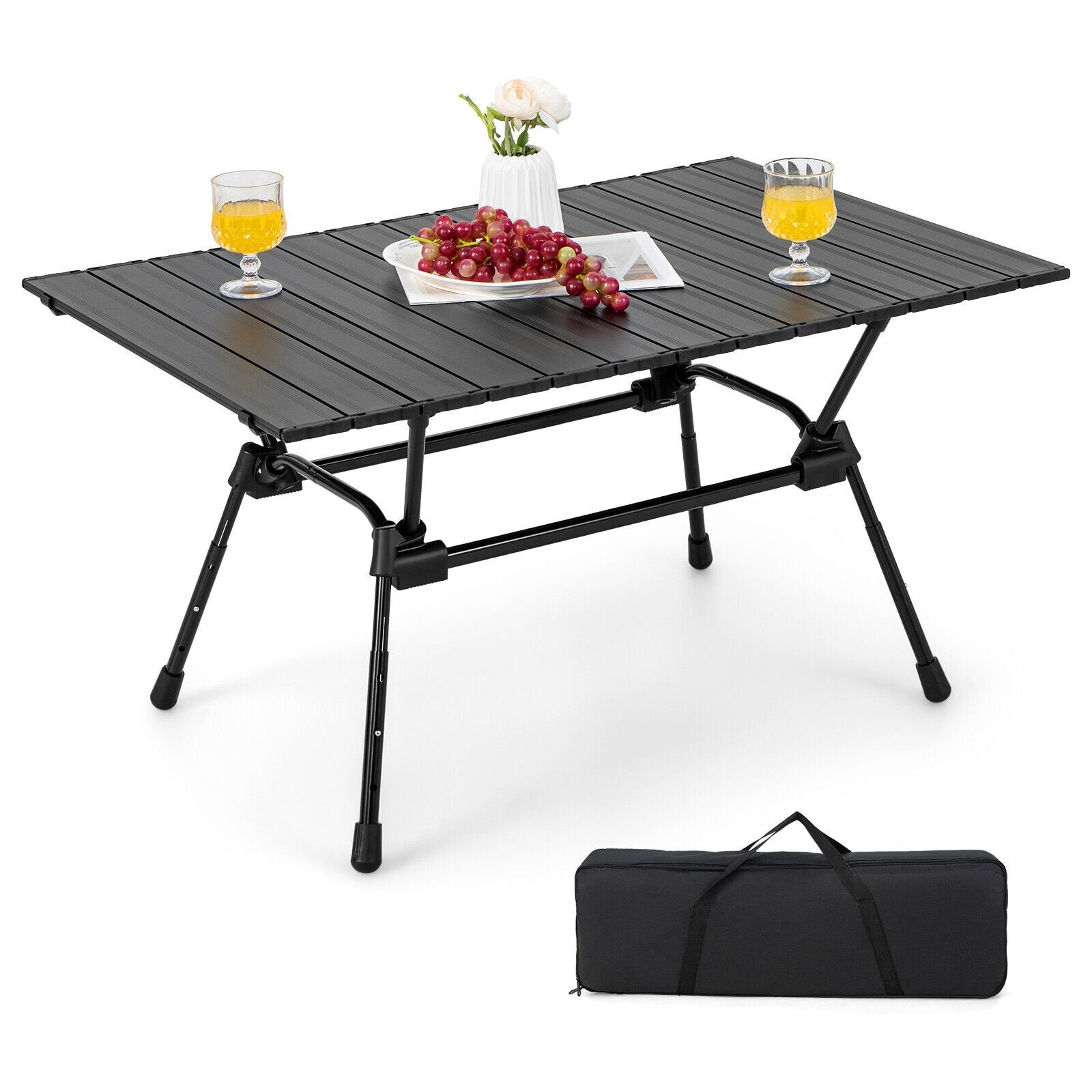 Folding Heavy-Duty Aluminum Camping Table with Carrying Bag, Black Camping Furniture   at Gallery Canada