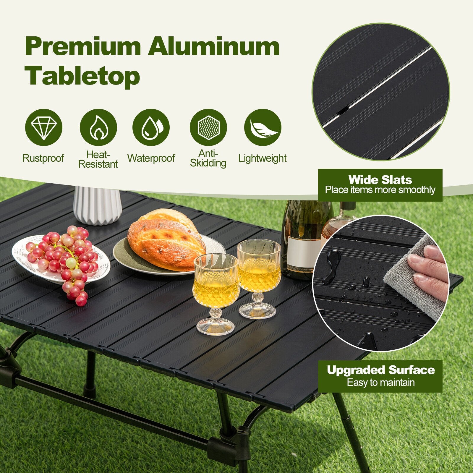 Folding Heavy-Duty Aluminum Camping Table with Carrying Bag, Black Camping Furniture   at Gallery Canada