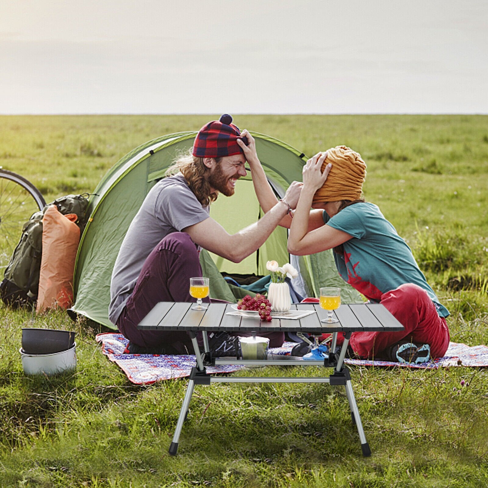 Folding Heavy-Duty Aluminum Camping Table with Carrying Bag, Silver Camping Furniture   at Gallery Canada