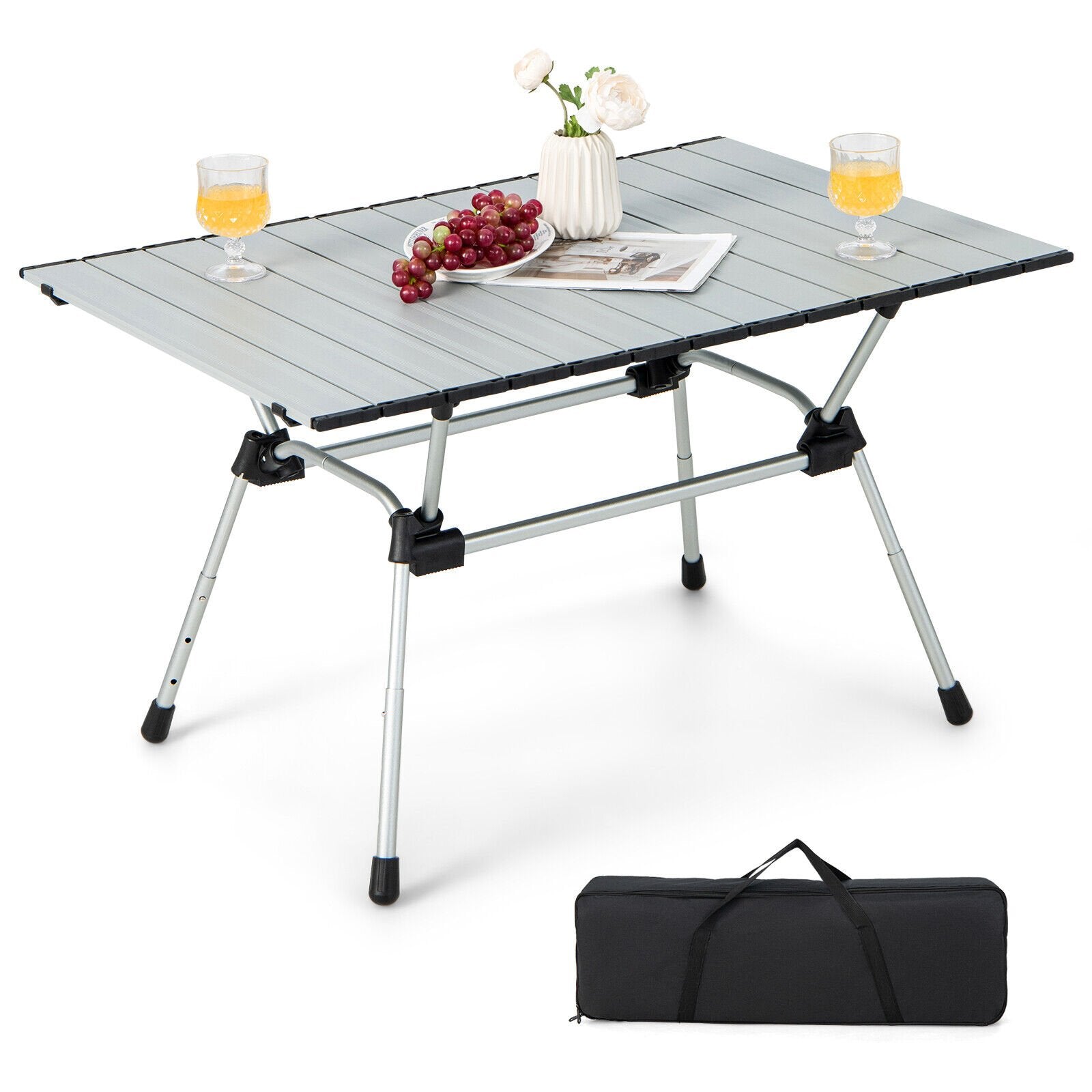 Folding Heavy-Duty Aluminum Camping Table with Carrying Bag, Silver Camping Furniture   at Gallery Canada