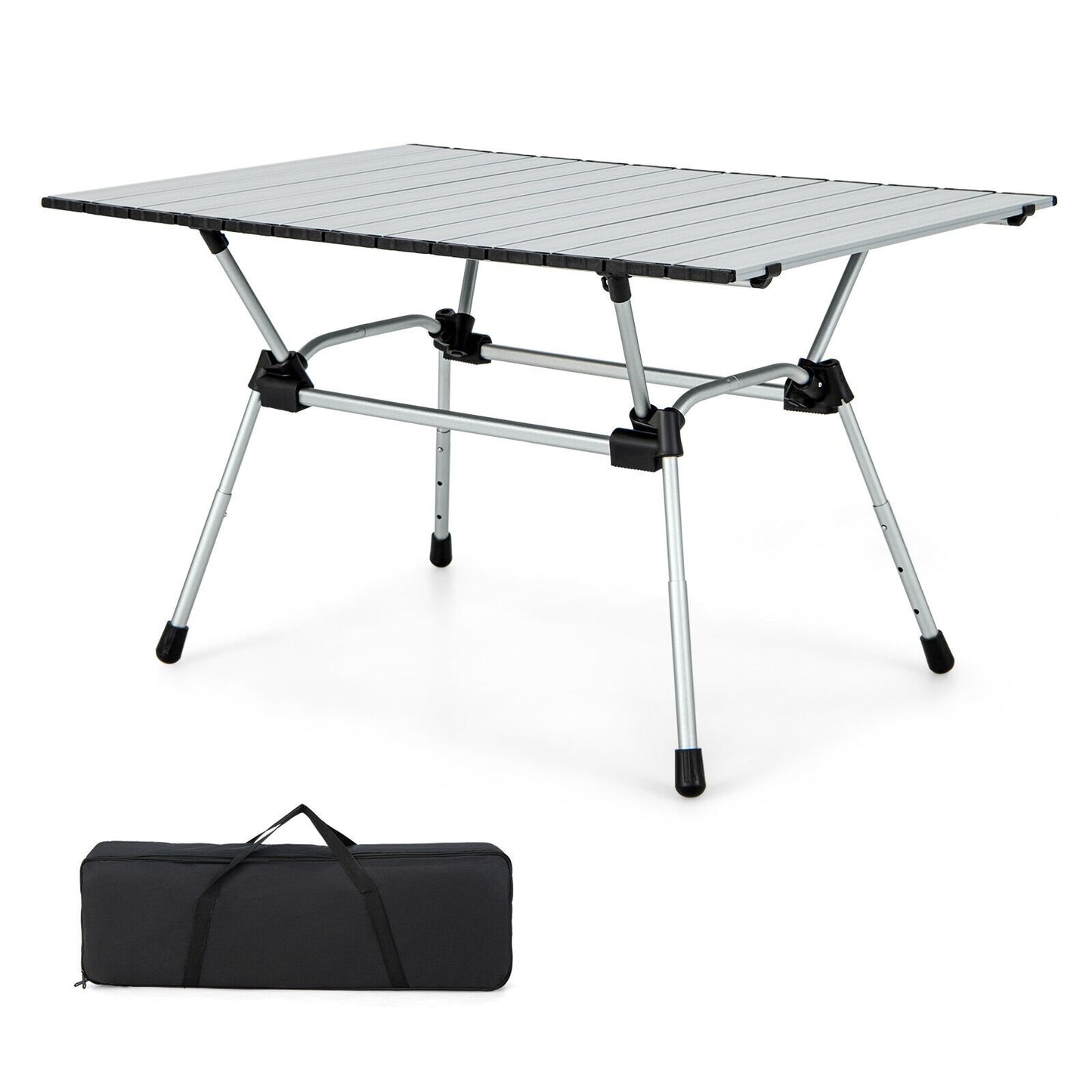 Folding Heavy-Duty Aluminum Camping Table with Carrying Bag, Silver - Gallery Canada