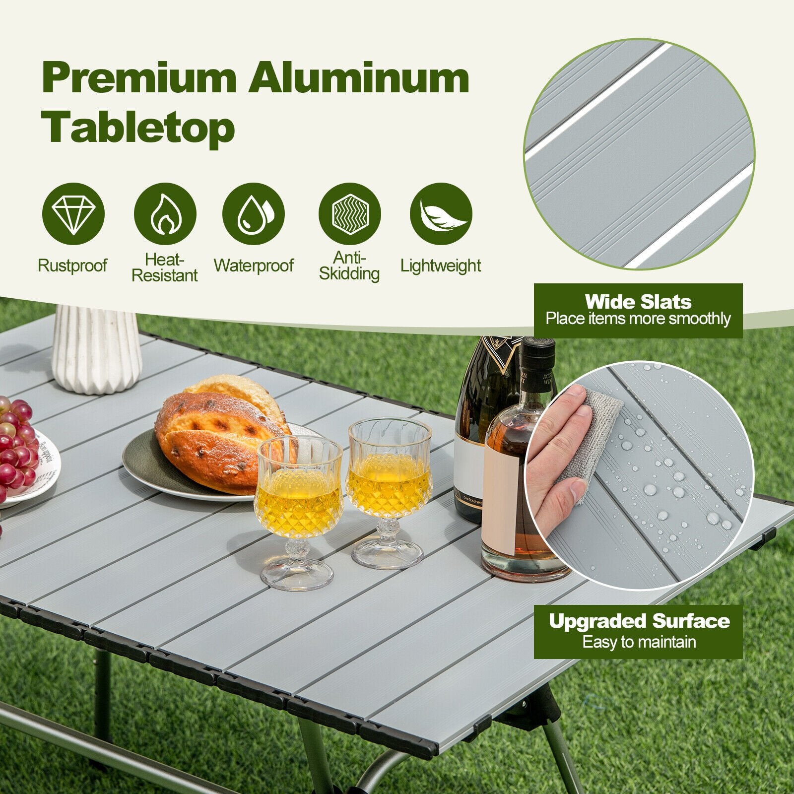 Folding Heavy-Duty Aluminum Camping Table with Carrying Bag, Silver Camping Furniture   at Gallery Canada