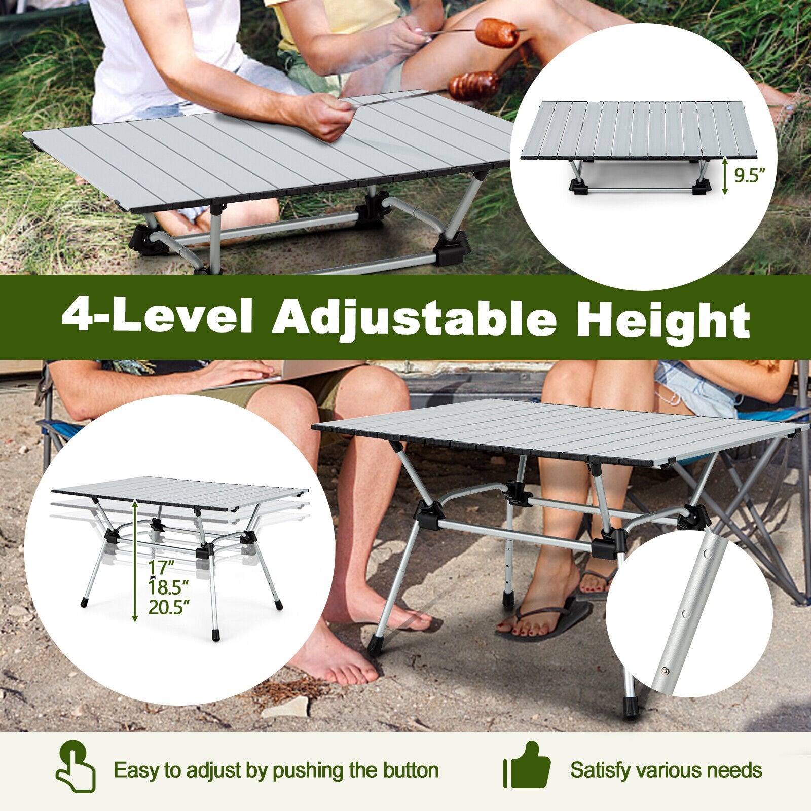 Folding Heavy-Duty Aluminum Camping Table with Carrying Bag, Silver Camping Furniture   at Gallery Canada