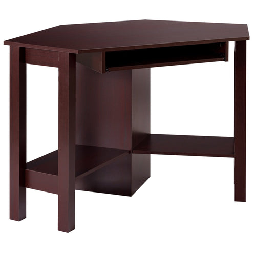 Wooden Study Computer Corner Desk with Drawer, Brown