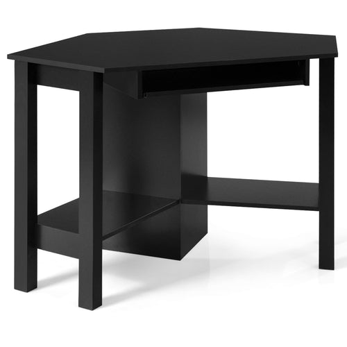 Wooden Study Computer Corner Desk with Drawer, Black