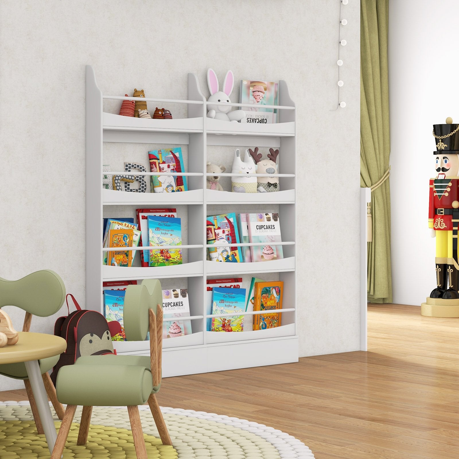 4-Tier Bookshelf with 2 Anti-Tipping Kits for Books and Magazines, White Kids Storage   at Gallery Canada