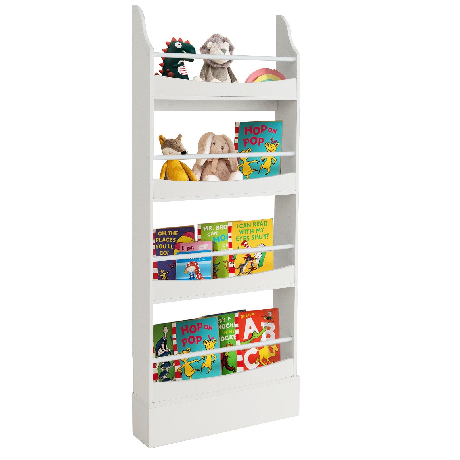 4-Tier Bookshelf with 2 Anti-Tipping Kits for Books and Magazines, White Kids Storage   at Gallery Canada