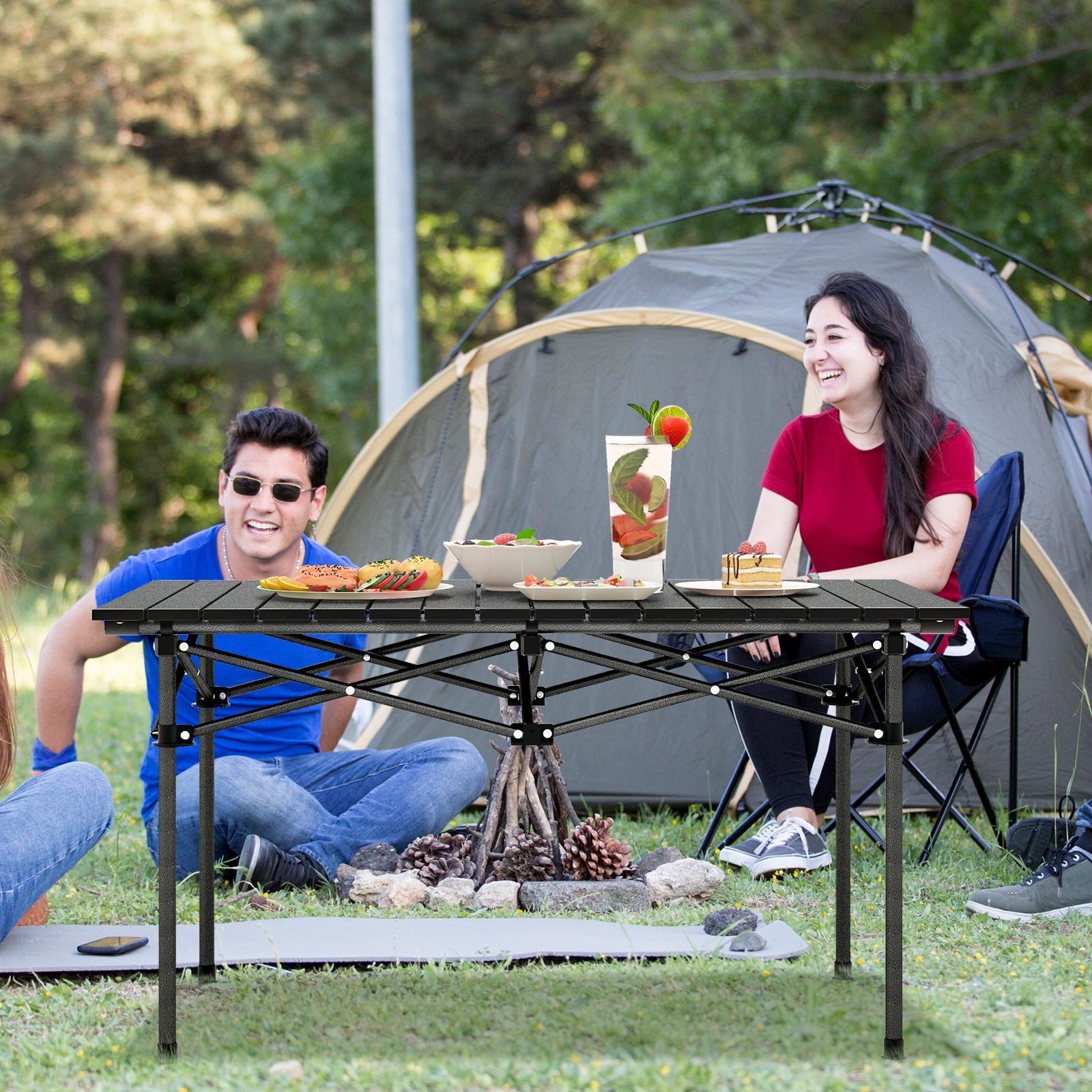 Aluminum Camping Table for 4-6 People with Carry Bag, Black Camping Furniture   at Gallery Canada