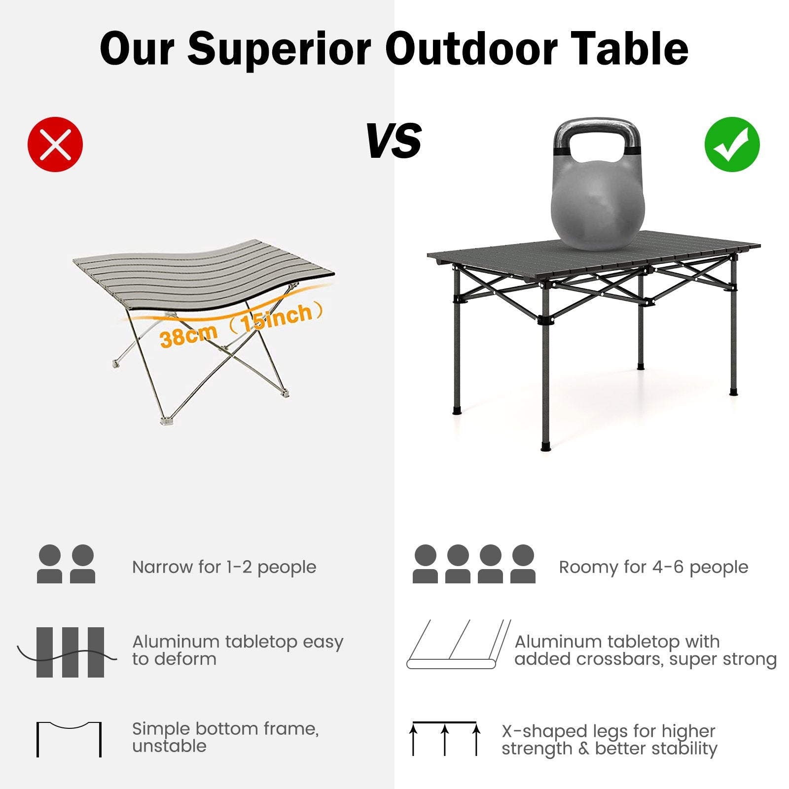 Aluminum Camping Table for 4-6 People with Carry Bag, Black Camping Furniture   at Gallery Canada