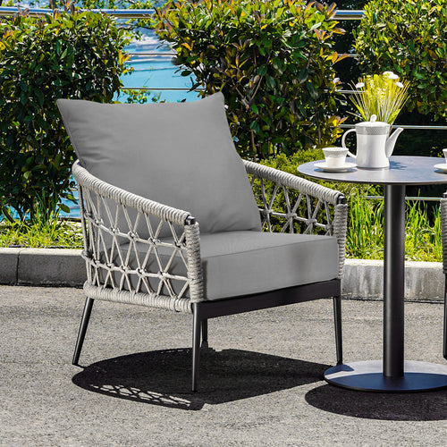 Deep Seat Chair Cushion Pads Set with Rope Belts for Indoor and Outdoor, Gray