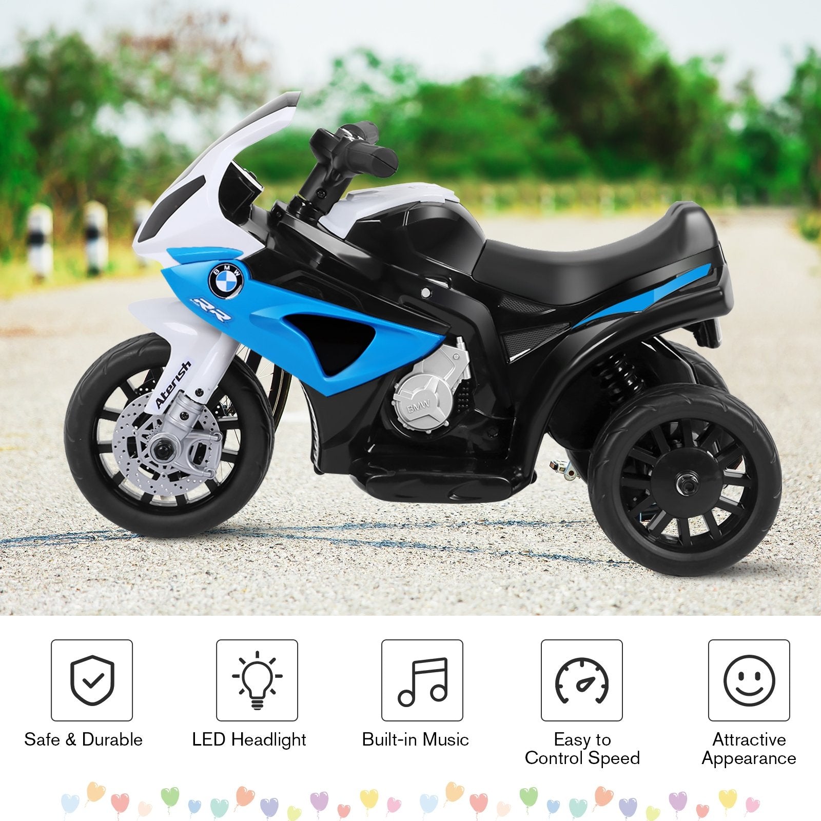 6V Kids 3 Wheels Riding BMW Licensed Electric Motorcycle, Blue Powered Ride On Toys   at Gallery Canada