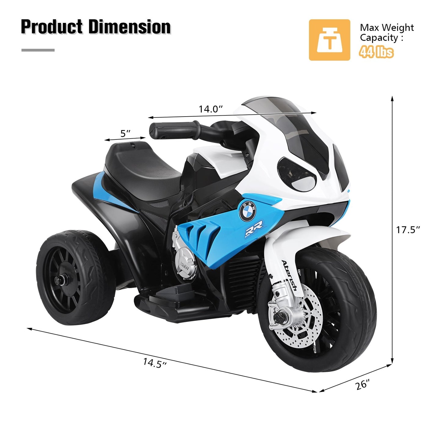 6V Kids 3 Wheels Riding BMW Licensed Electric Motorcycle, Blue Powered Ride On Toys   at Gallery Canada