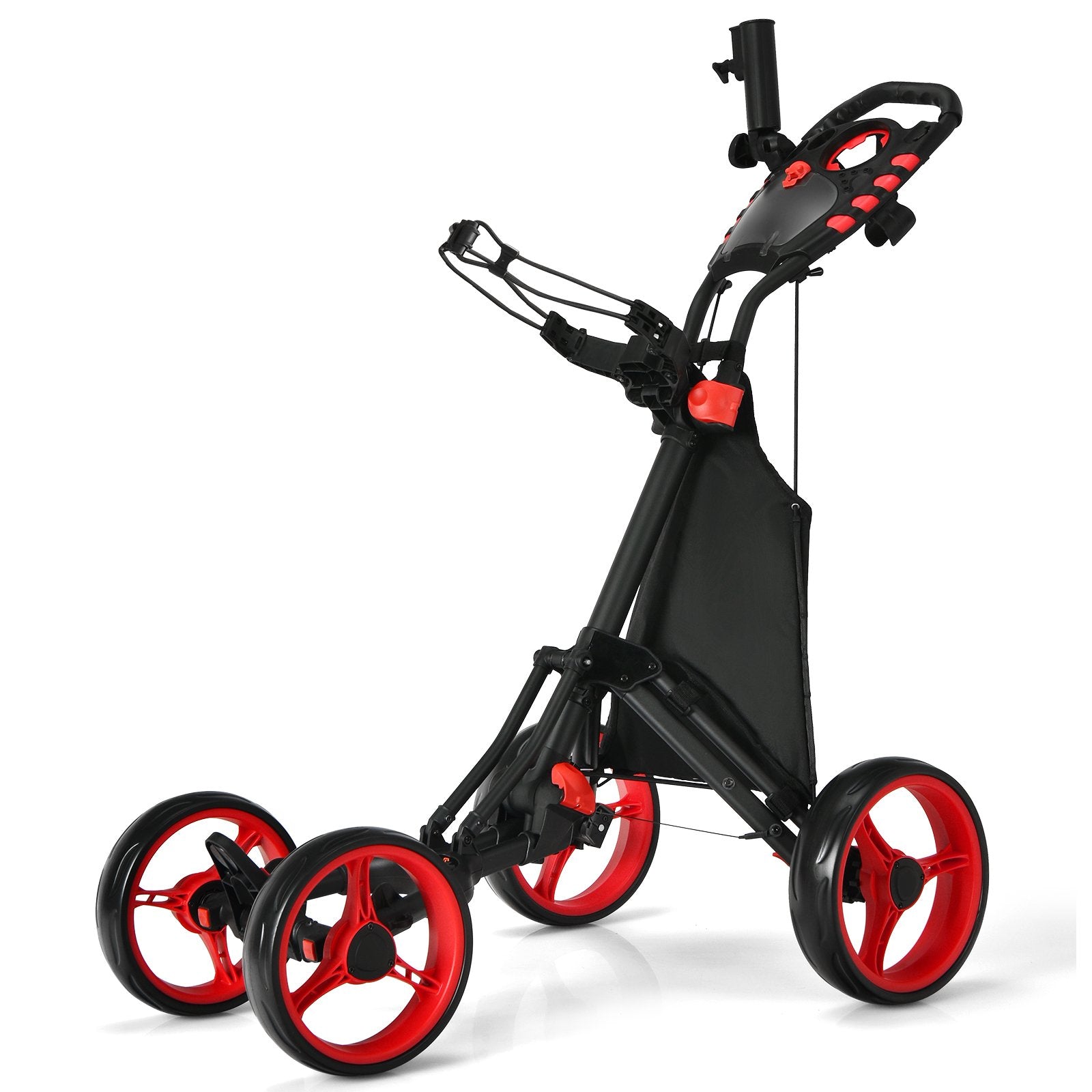 Lightweight Foldable Collapsible 4 Wheels Golf Push Cart, Red Golf   at Gallery Canada