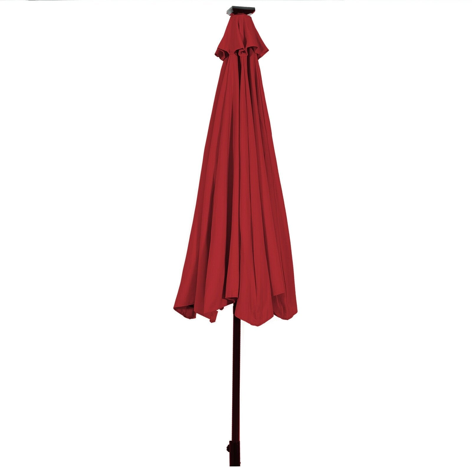 10' Solar LED Lighted Patio Market Umbrella Shade Tilt Adjustment Crank, Dark Red Outdoor Umbrellas   at Gallery Canada