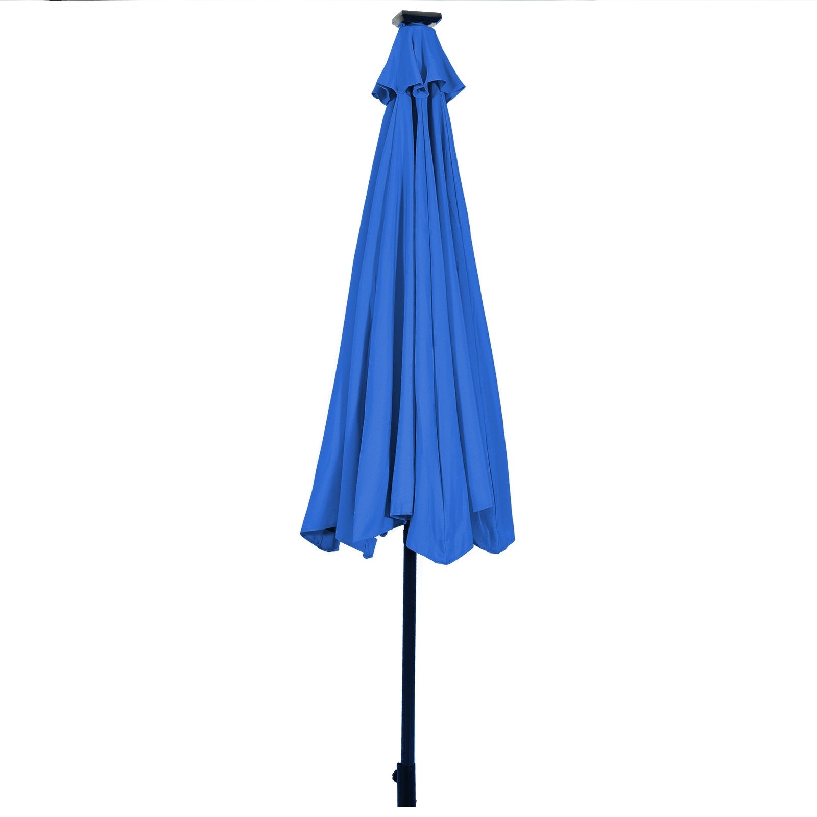 10' Solar LED Lighted Patio Market Umbrella Shade Tilt Adjustment Crank, Blue Outdoor Umbrellas   at Gallery Canada