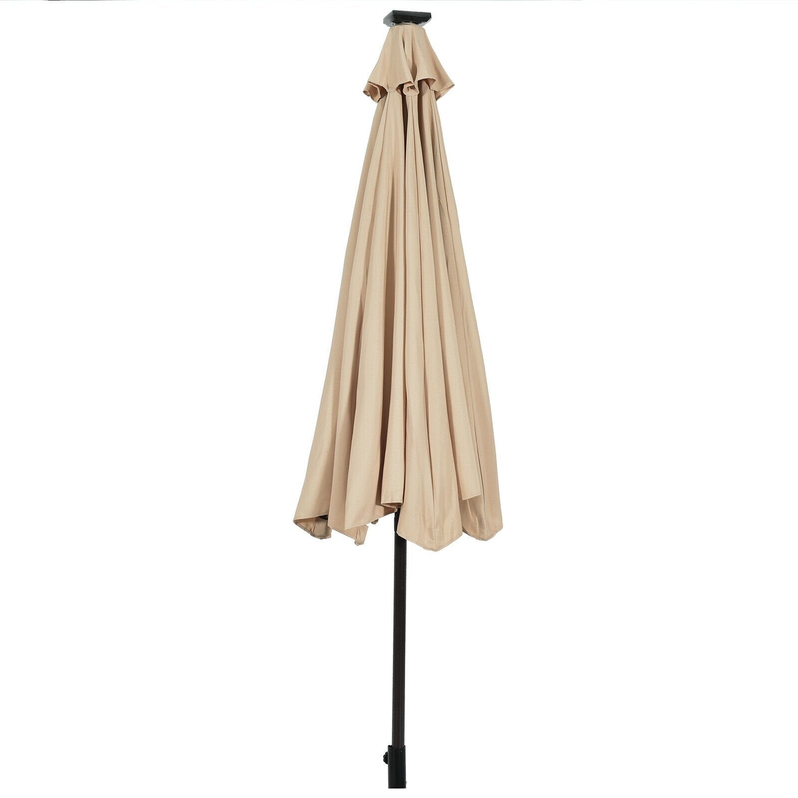 10' Solar LED Lighted Patio Market Umbrella Shade Tilt Adjustment Crank, Beige Outdoor Umbrellas   at Gallery Canada