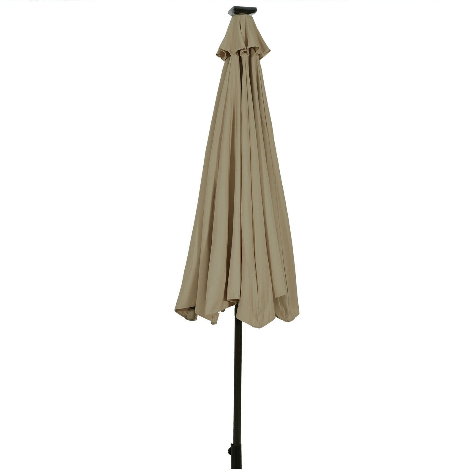 10' Solar LED Lighted Patio Market Umbrella Shade Tilt Adjustment Crank, Tan Outdoor Umbrellas   at Gallery Canada