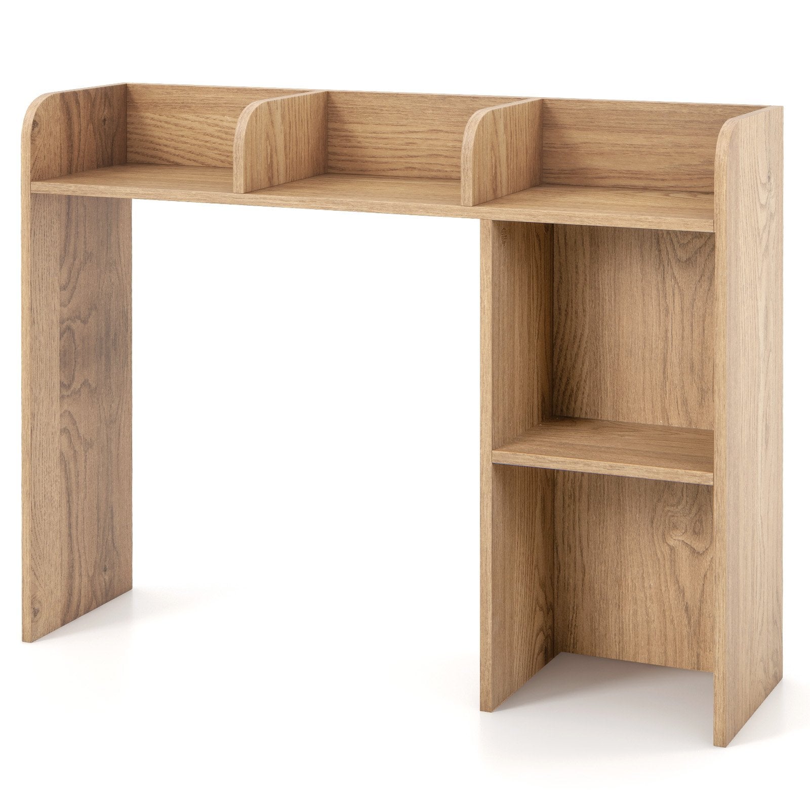 3-Tier Multipurpose Desk Bookshelf with 4 Shelves, Natural Bookcases   at Gallery Canada