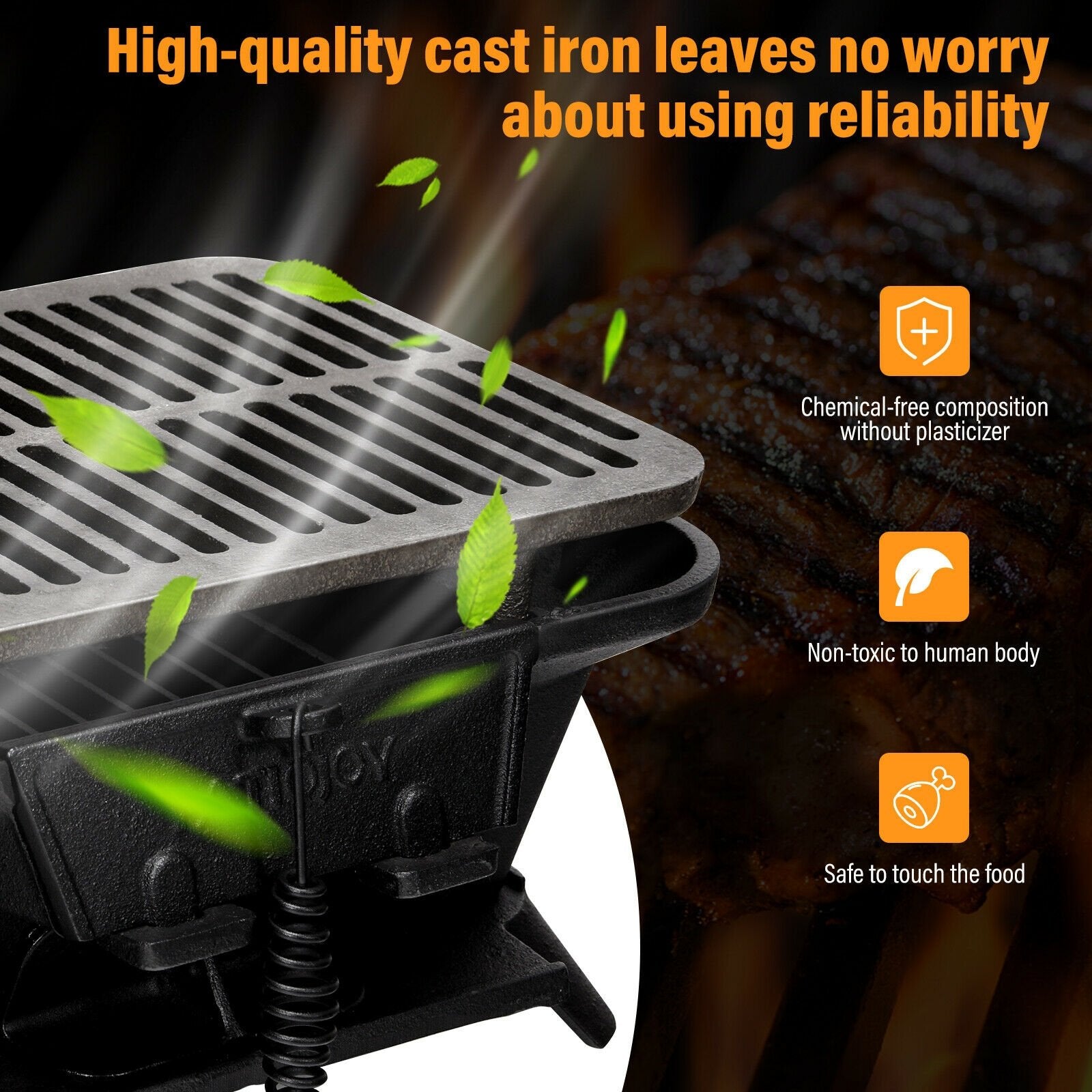 Heavy Duty Cast Iron Tabletop BBQ Grill Stove for Camping Picnic, Black Outdoor Grills   at Gallery Canada