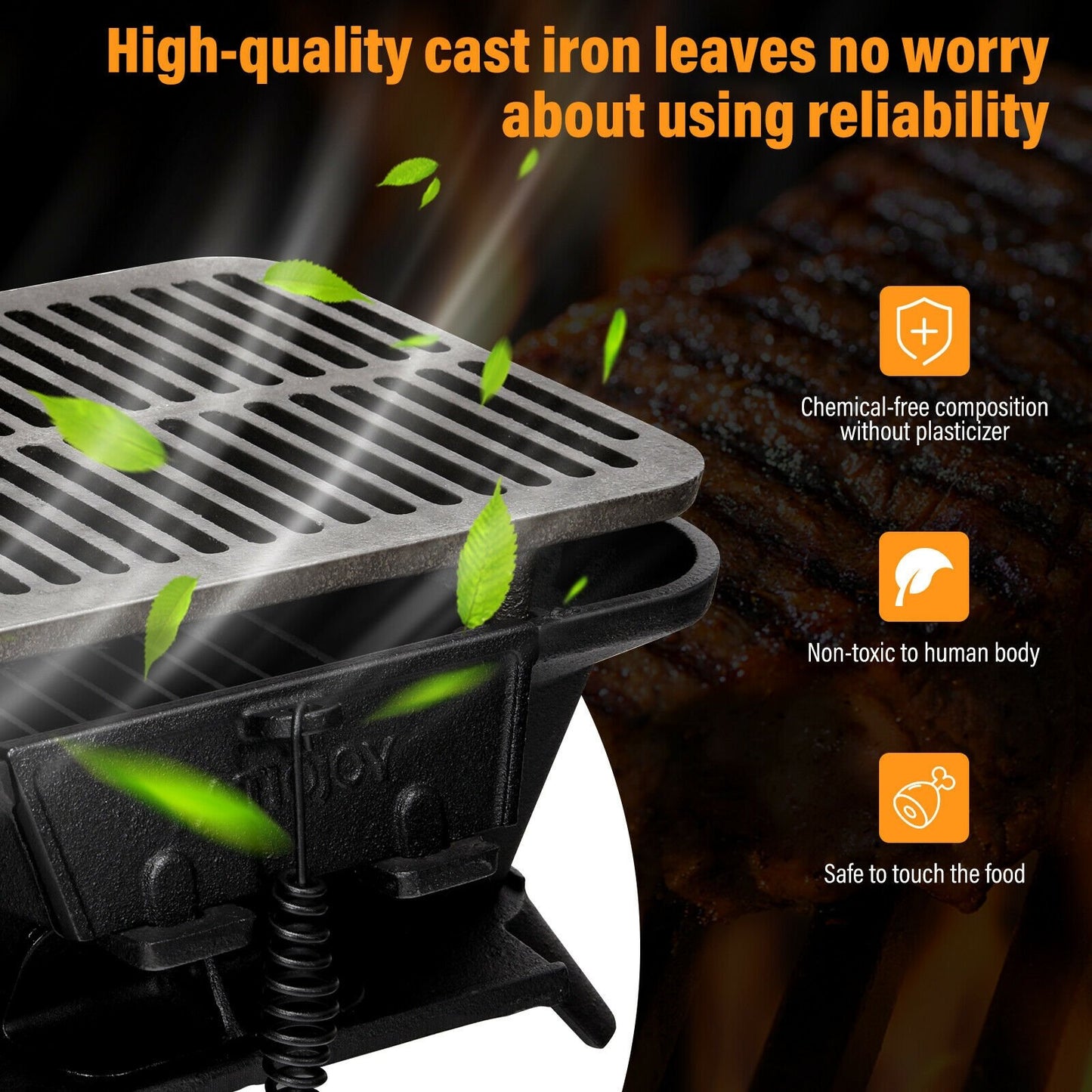 Heavy Duty Cast Iron Tabletop BBQ Grill Stove for Camping Picnic, Black - Gallery Canada