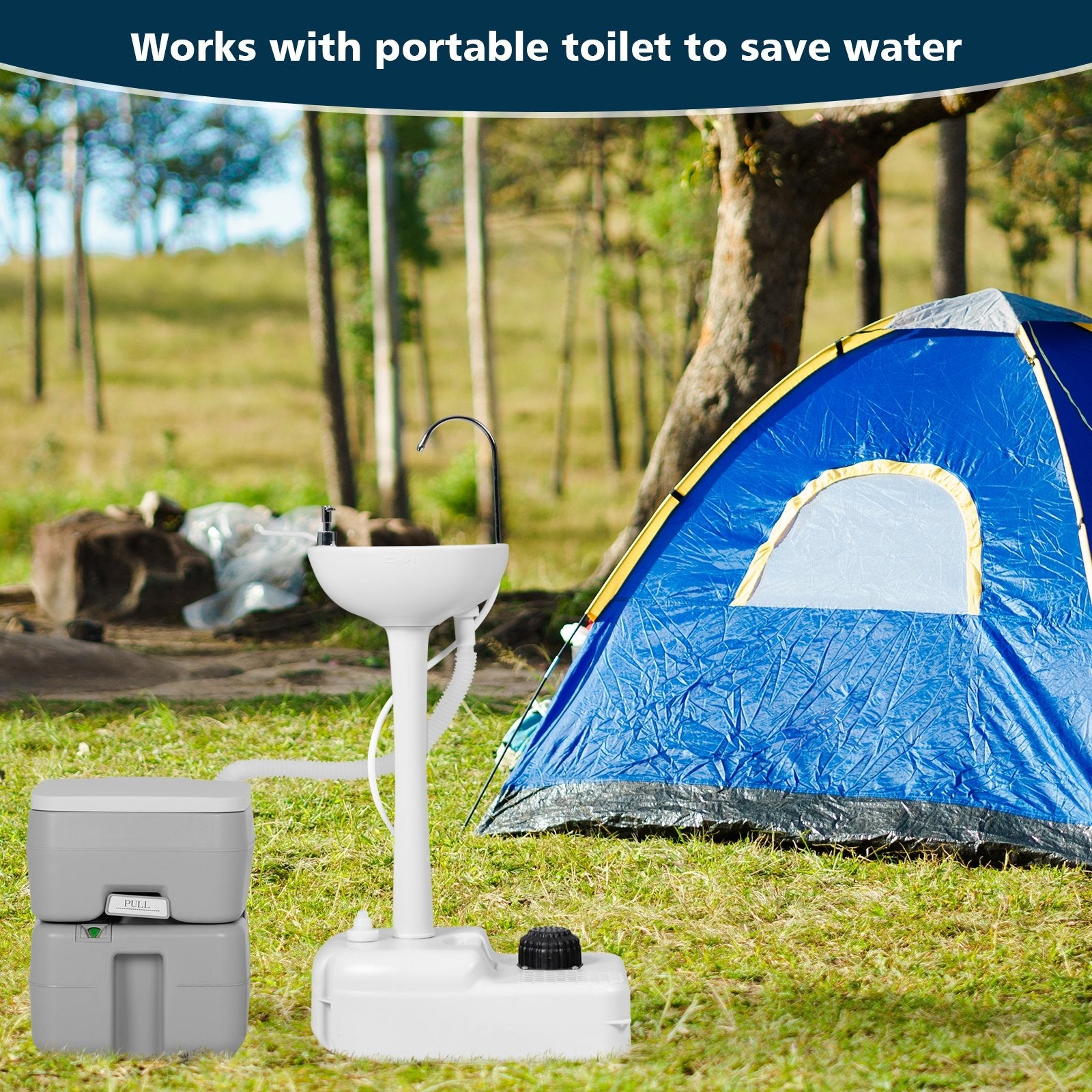 Camping Hand Wash Station Basin Stand with 4.5 Gallon Tank Camping Furniture   at Gallery Canada