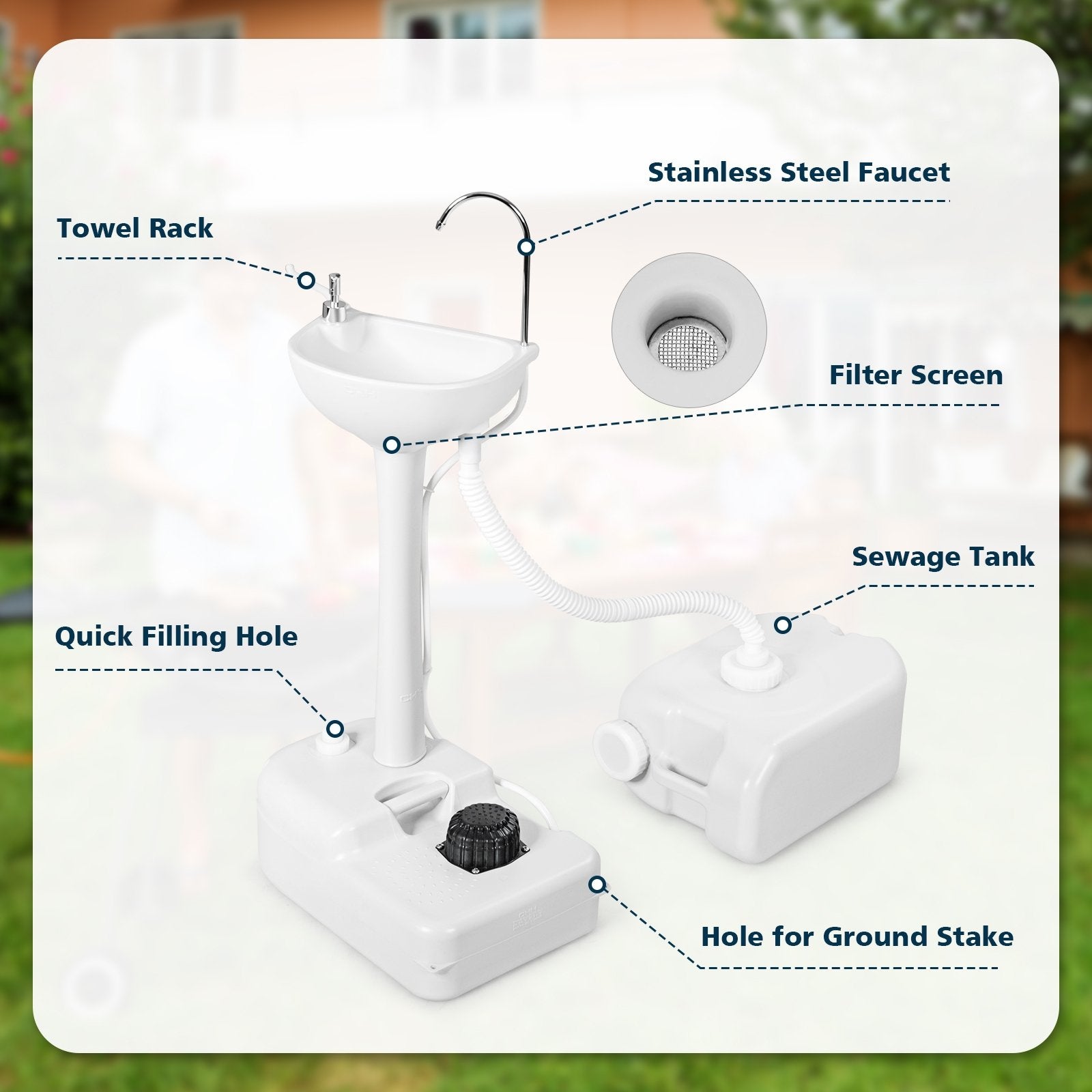 Camping Hand Wash Station Basin Stand with 4.5 Gallon Tank Camping Furniture   at Gallery Canada