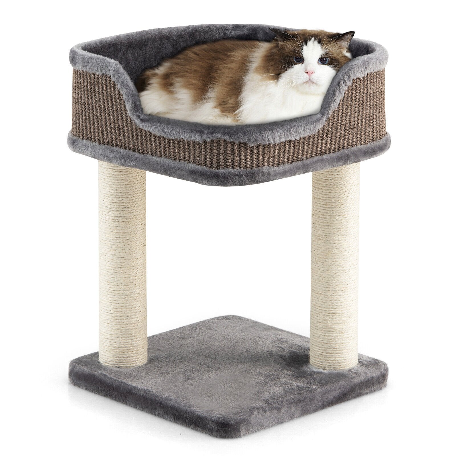 Multi-Level Cat Climbing Tree with Scratching Posts and Large Plush Perch, Gray Cat Trees Condos & Scratchers   at Gallery Canada