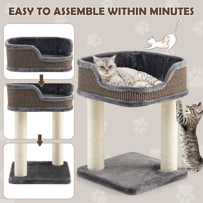 Multi-Level Cat Climbing Tree with Scratching Posts and Large Plush Perch, Gray Cat Trees Condos & Scratchers   at Gallery Canada