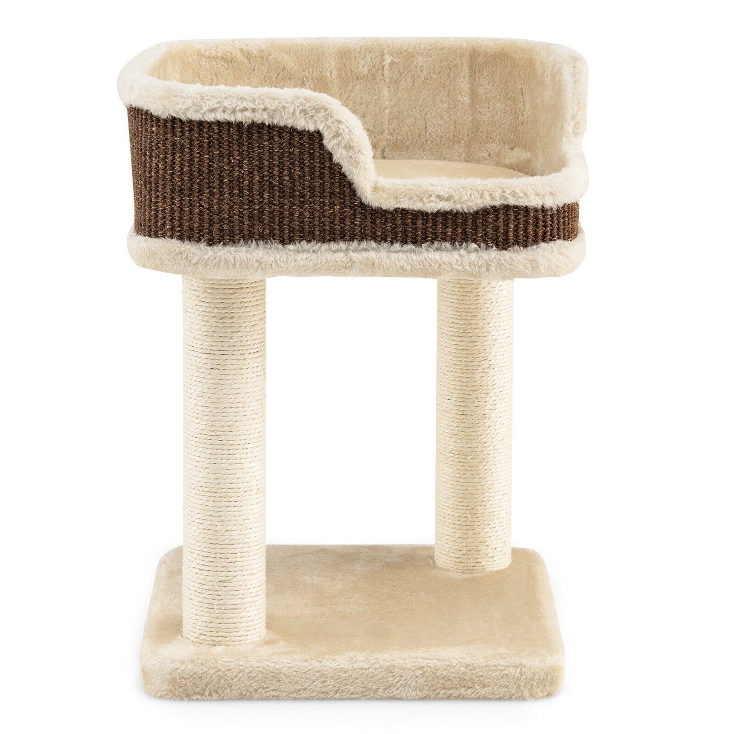 Multi-Level Cat Climbing Tree with Scratching Posts and Large Plush Perch, Beige - Gallery Canada