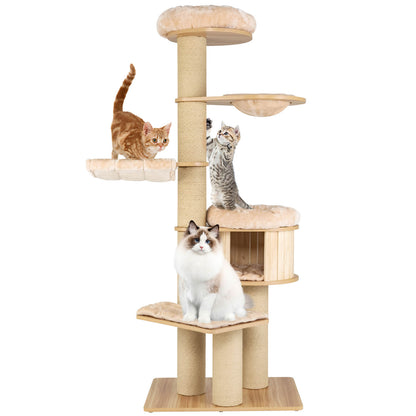 Modern Tall Cat Tree Tower with Scratch Posts and Washable Mats, Natural Cat Trees Condos & Scratchers   at Gallery Canada