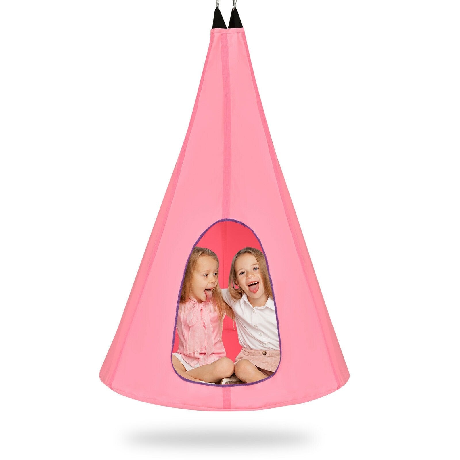 40 Inch Kids Nest Swing Chair Hanging Hammock Seat for Indoor Outdoor, Pink Swing & Playsets   at Gallery Canada