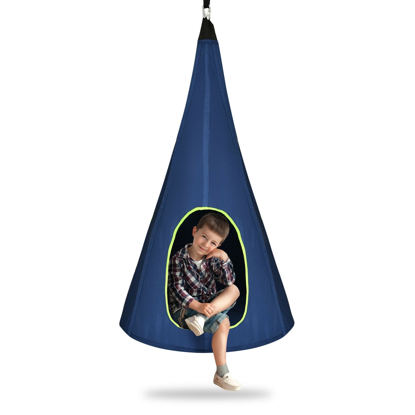 40 Inch Kids Nest Swing Chair Hanging Hammock Seat for Indoor Outdoor, Blue Swing & Playsets   at Gallery Canada