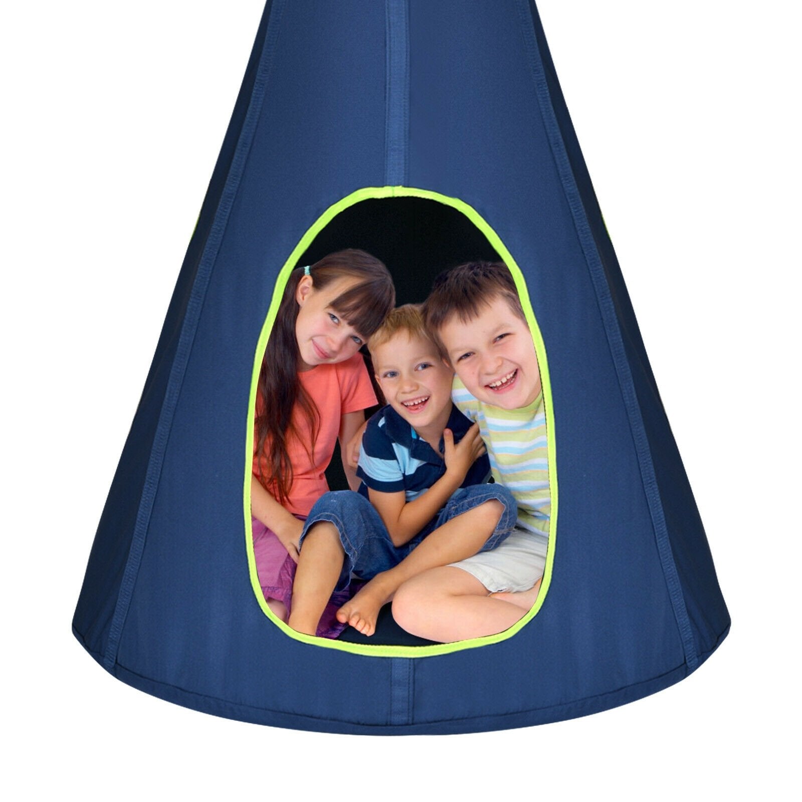 40 Inch Kids Nest Swing Chair Hanging Hammock Seat for Indoor Outdoor, Blue Swing & Playsets   at Gallery Canada