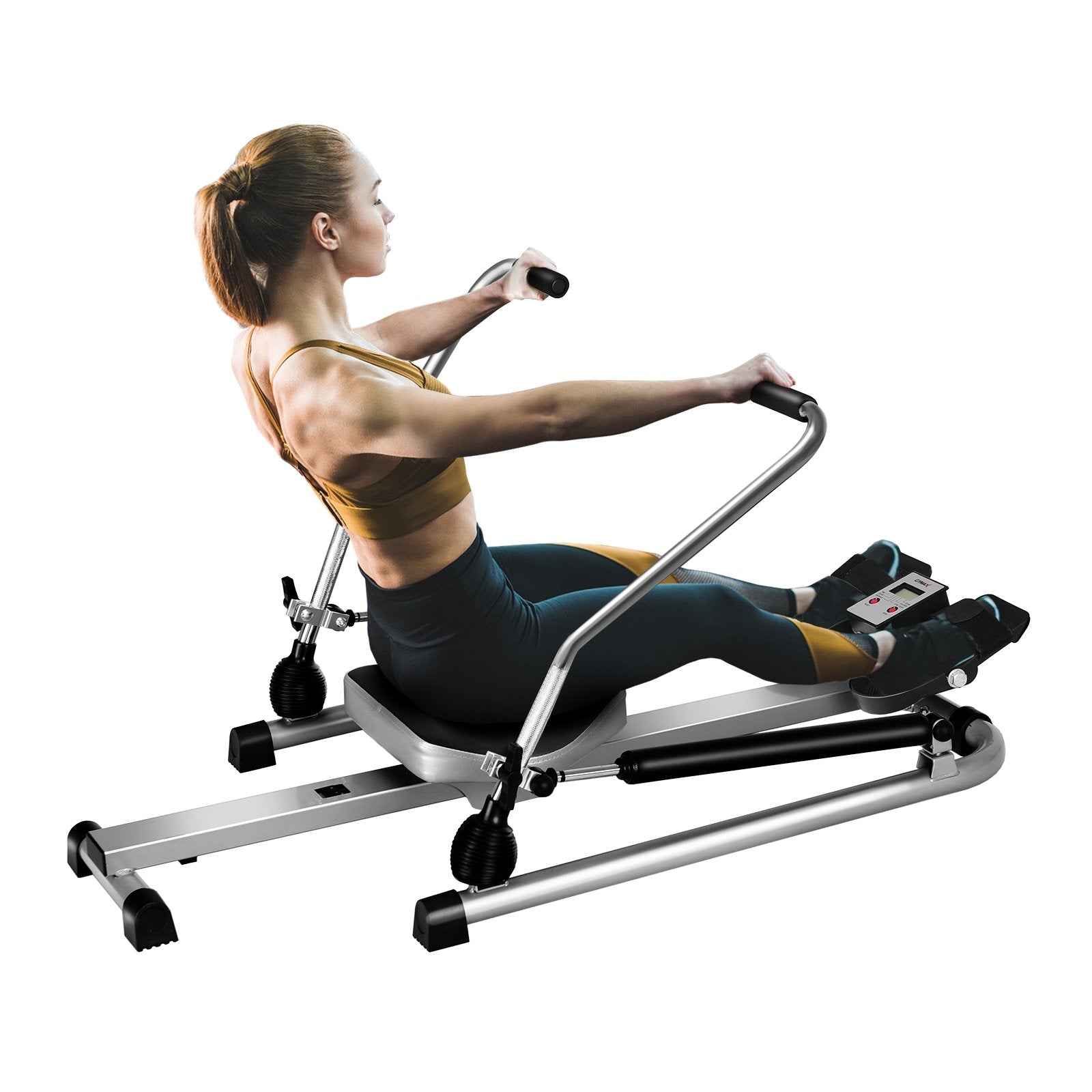 Exercise Adjustable Double Hydraulic Resistance Rowing Machine, Black Rowing Machines   at Gallery Canada