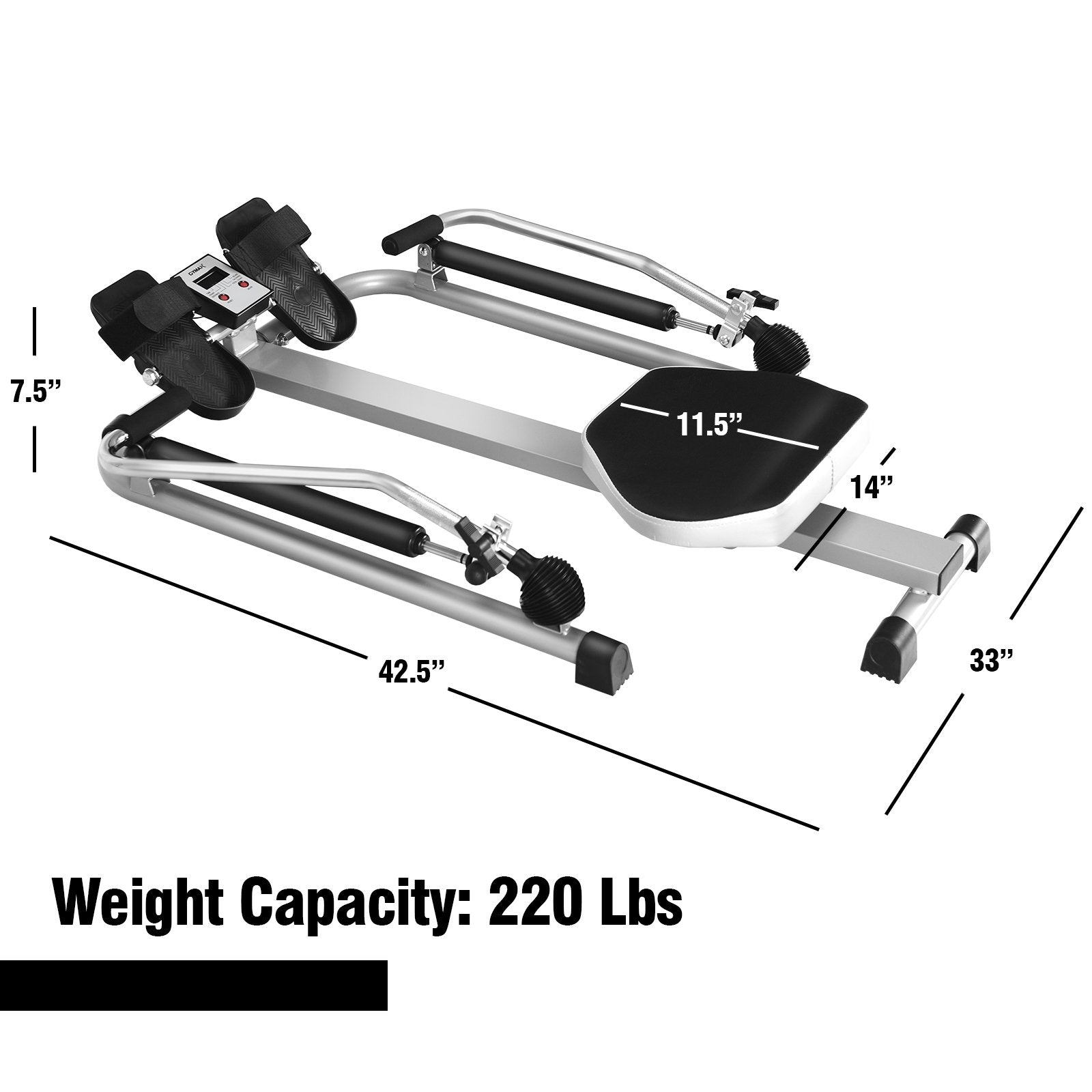 Exercise Adjustable Double Hydraulic Resistance Rowing Machine, Black Rowing Machines   at Gallery Canada