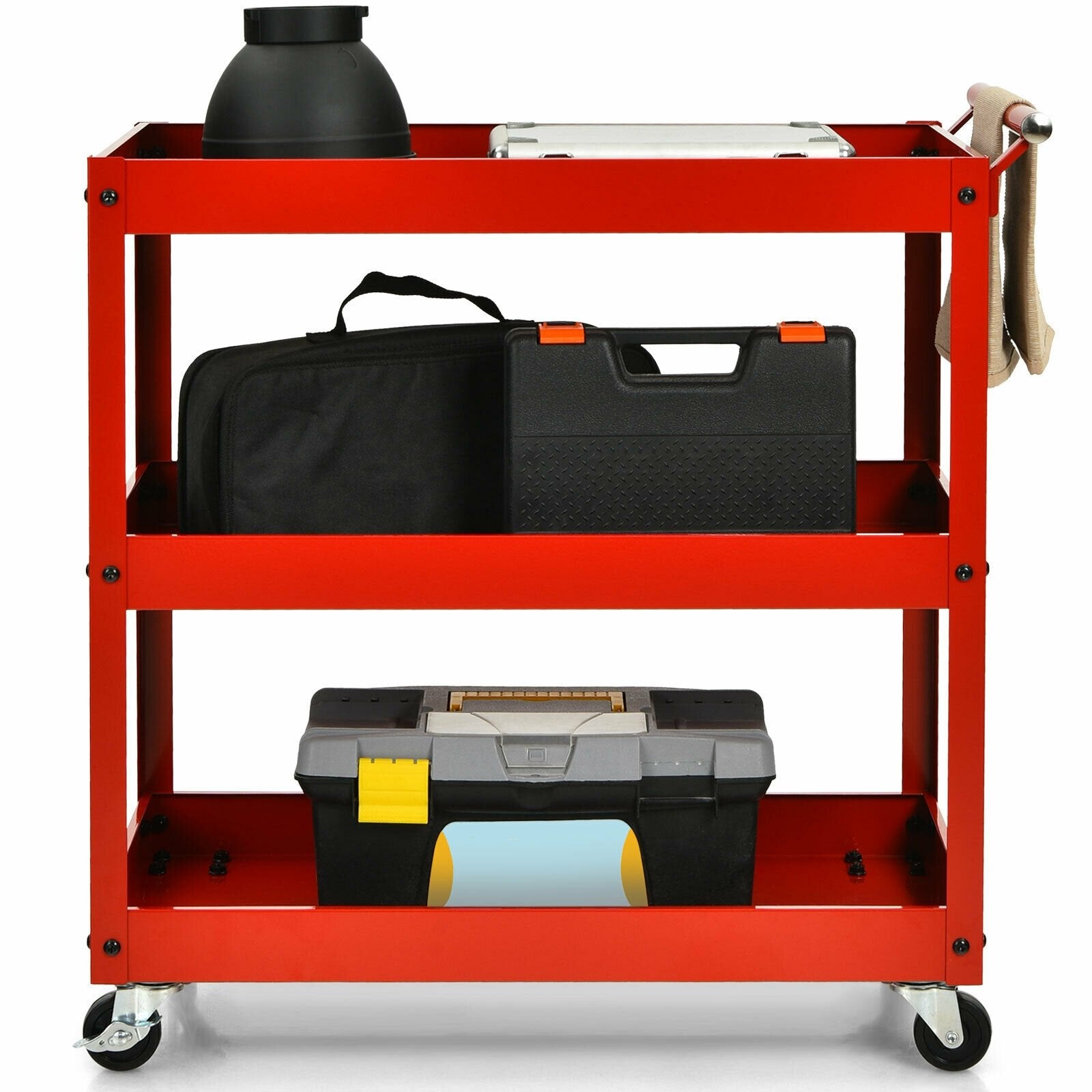 3-Tier Utility Cart Metal Mental Storage Service Trolley, Red Kitchen Islands & Carts   at Gallery Canada