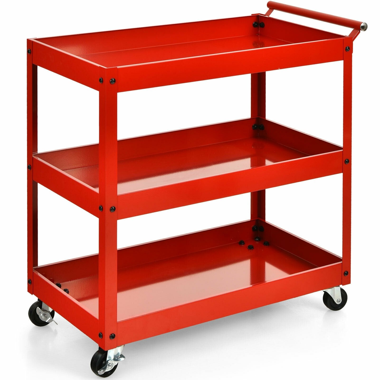 3-Tier Utility Cart Metal Mental Storage Service Trolley, Red Kitchen Islands & Carts   at Gallery Canada