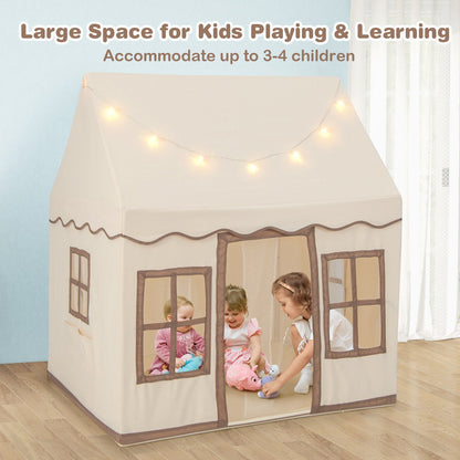 Toddler Large Playhouse with Star String Lights, Brown - Gallery Canada